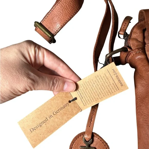 NWT Harbour 2nd Marlies Leather Crossbody Bag - Cognac Brown Boho Messenger - Picture 3 of 6